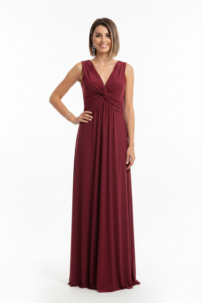 Arau long party dress with a crossover V-neck.