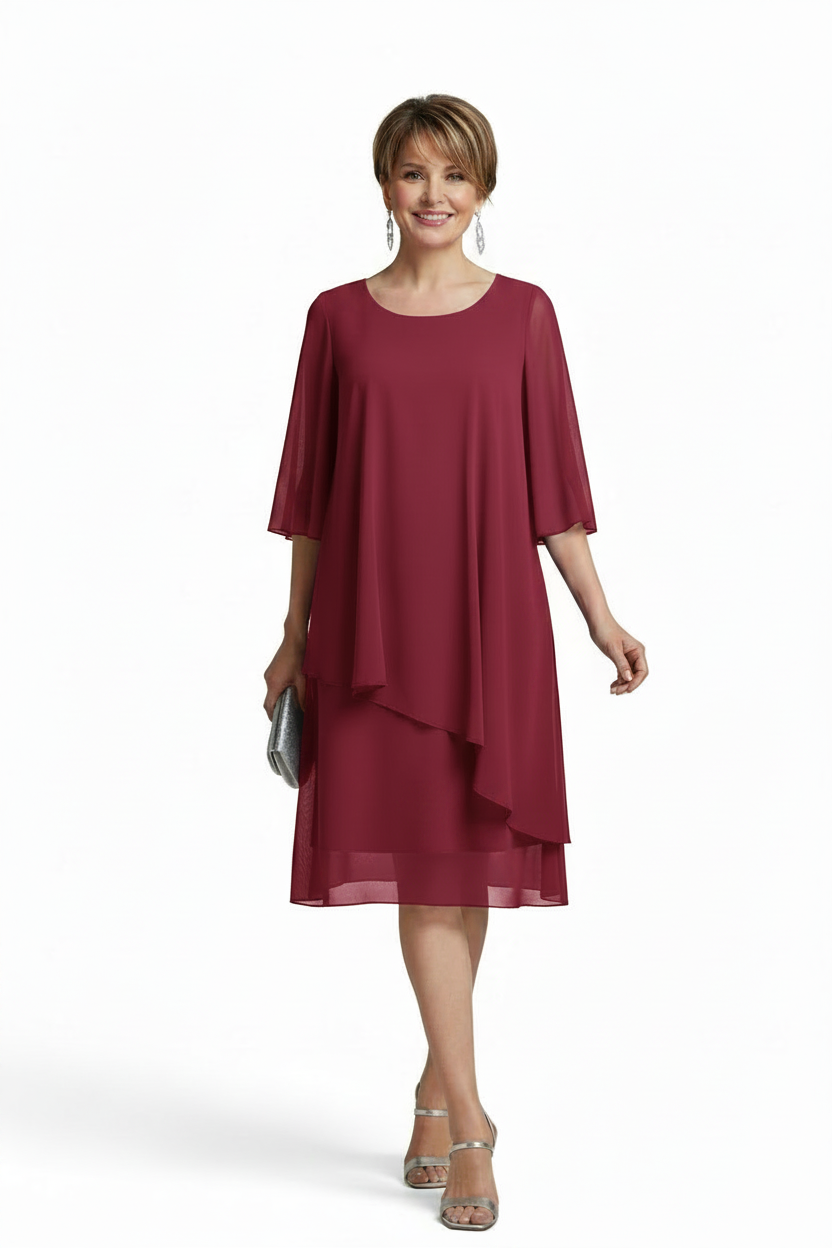 Vestido de Fiesta Myrta-Manga Corta y Capas de Volante