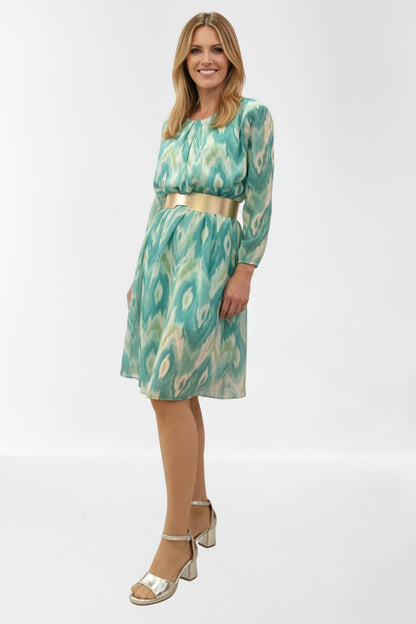 Vestido midi de fiesta estampado Maceió Turquesa