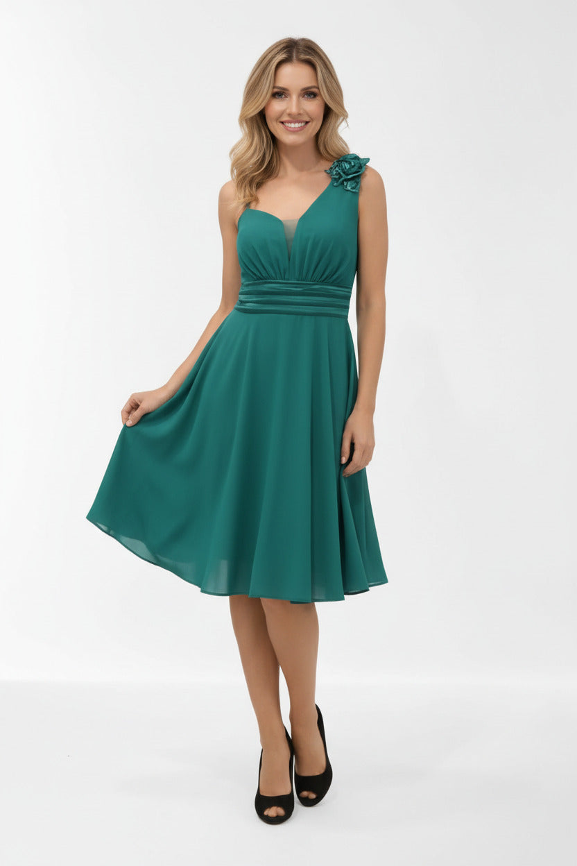 Vestido de fiesta corto escote asimétrico Jumilla