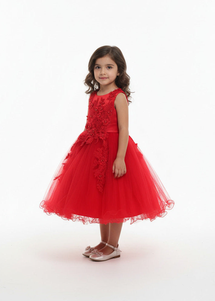Vestido Fiesta para Niña Rojo Falda Tul Rojo