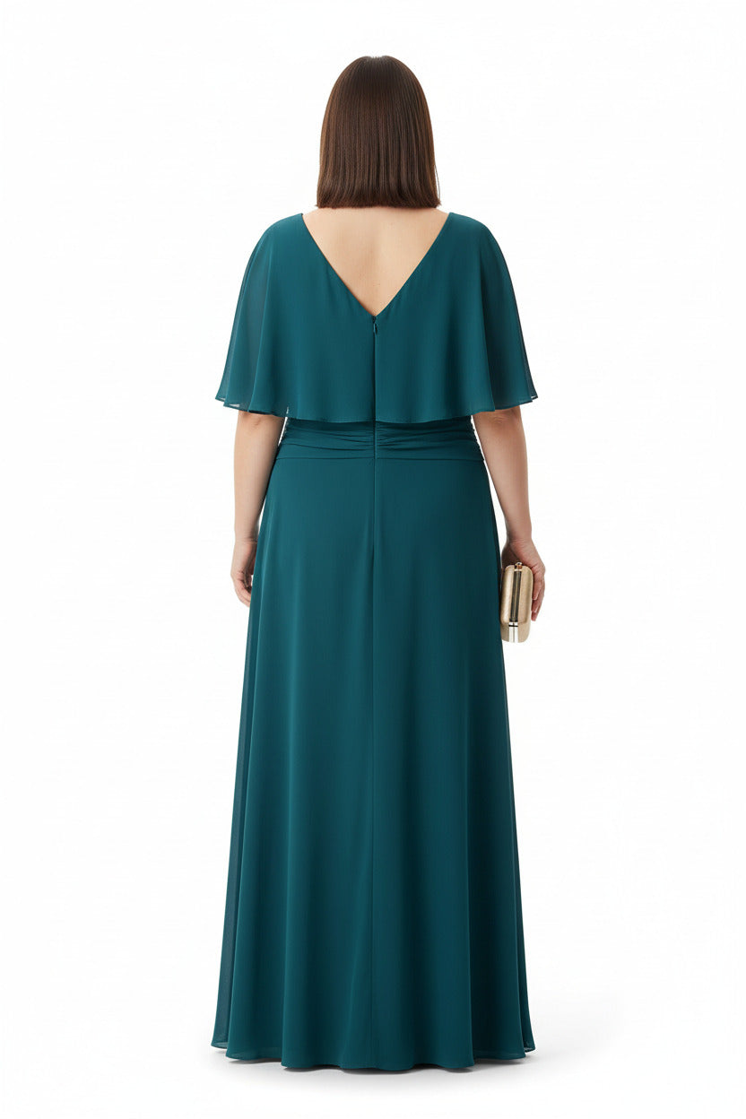 esplada Vestido de Fiesta Largo Atlanta-Talla Grande Elegante con Manga 