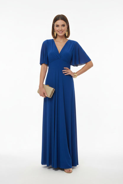 vestido de fiesta largo de licra azul