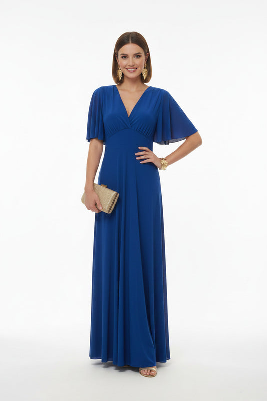 vestido de fiesta largo de licra azul