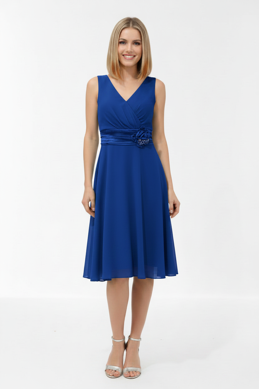 Vestido de Fiesta Corto Lorca-Escote Pico y Falda Vuelo