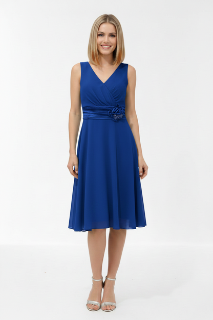 Vestido de Fiesta Corto Lorca-Escote Pico y Falda Vuelo
