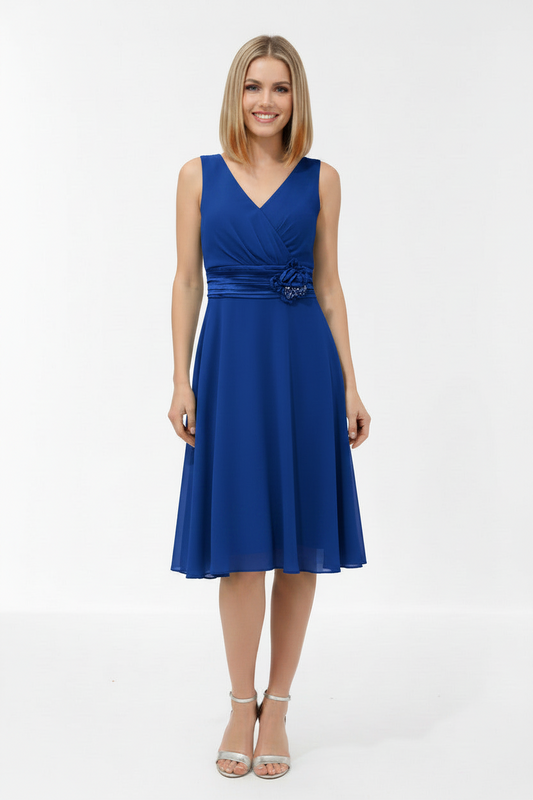 Vestido de Fiesta Corto Lorca-Escote Pico y Falda Vuelo