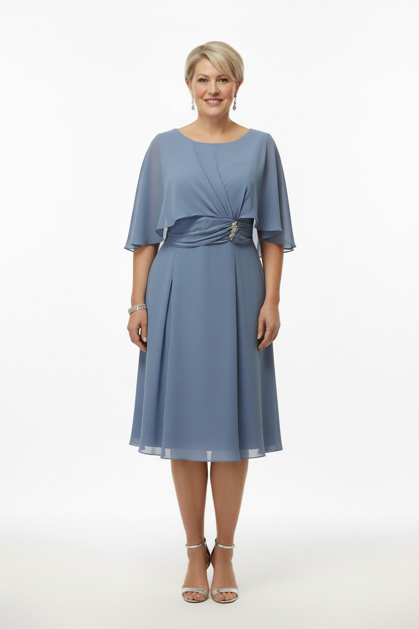 vestido de ceremonia corto elegante  celeste