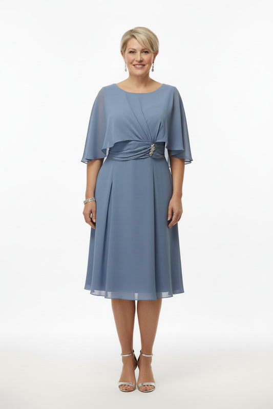 vestido de ceremonia corto elegante  celeste