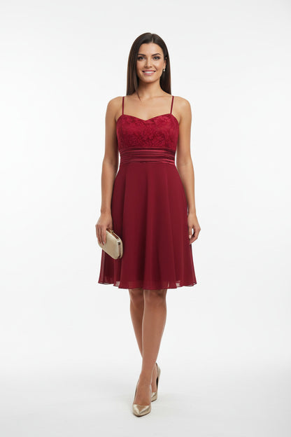 Vestido Corto de Fiesta Bunbury - Encaje Floral y Falda de Vuelo