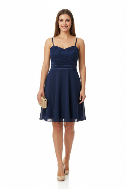 Vestido de Fiesta Corto Bunbury con Top con Encaje y Falda de Vuelo marino para invitada