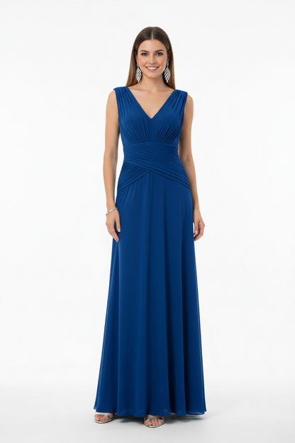 Vestido Largo Mildura- Con Hombreras y Abertura en la Falda
