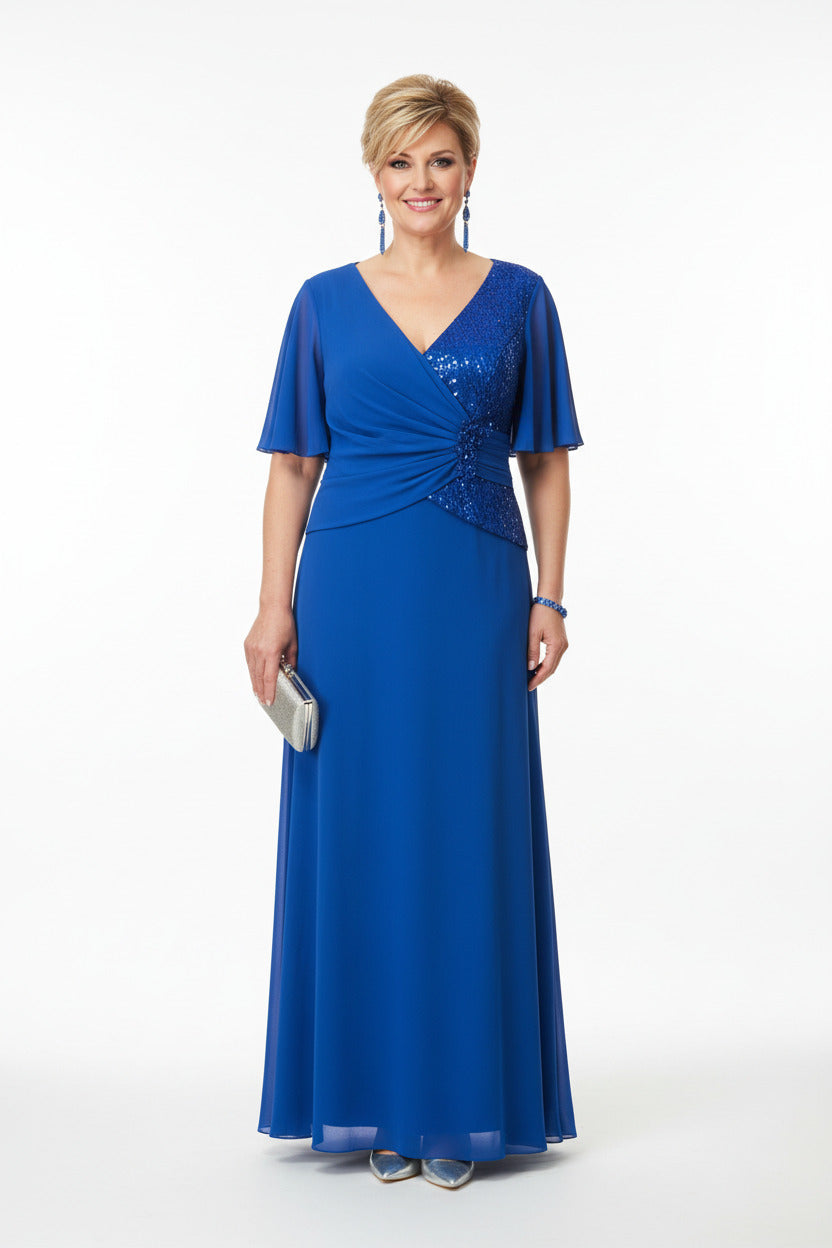 vestido de fiesta largo talla grande con lentejuelas azul