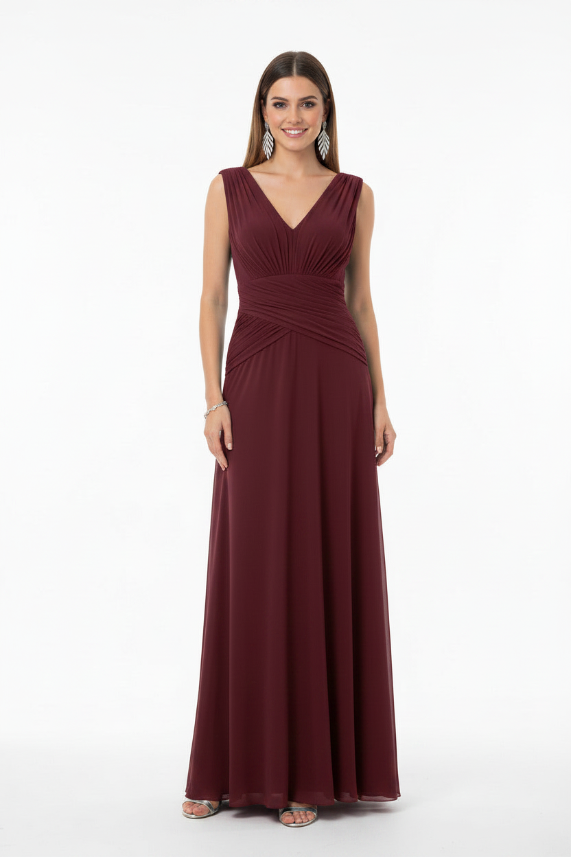 Vestido Largo Mildura- Con Hombreras y Abertura en la Falda