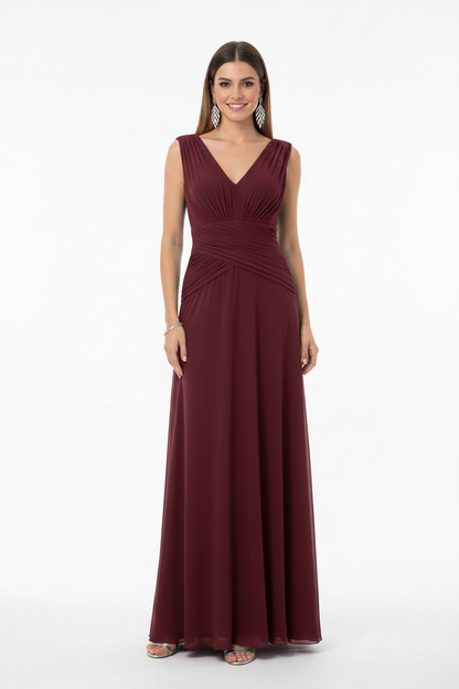 Vestido Largo Mildura- Con Hombreras y Abertura en la Falda