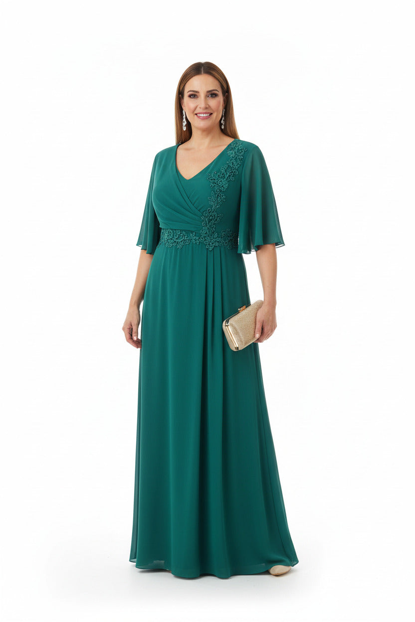 vestido de fiesta largo talla grande elegante color verde