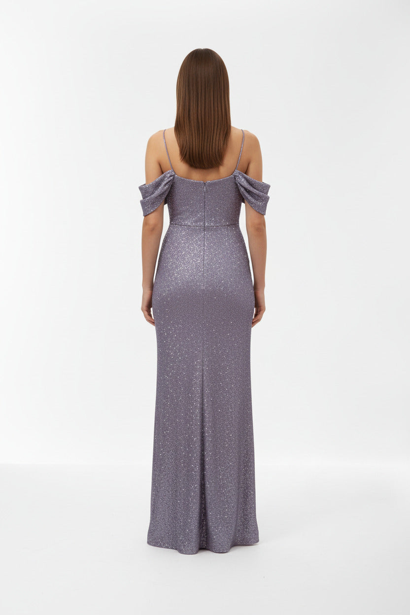 Vestido largo de fiesta con purpurina Pune