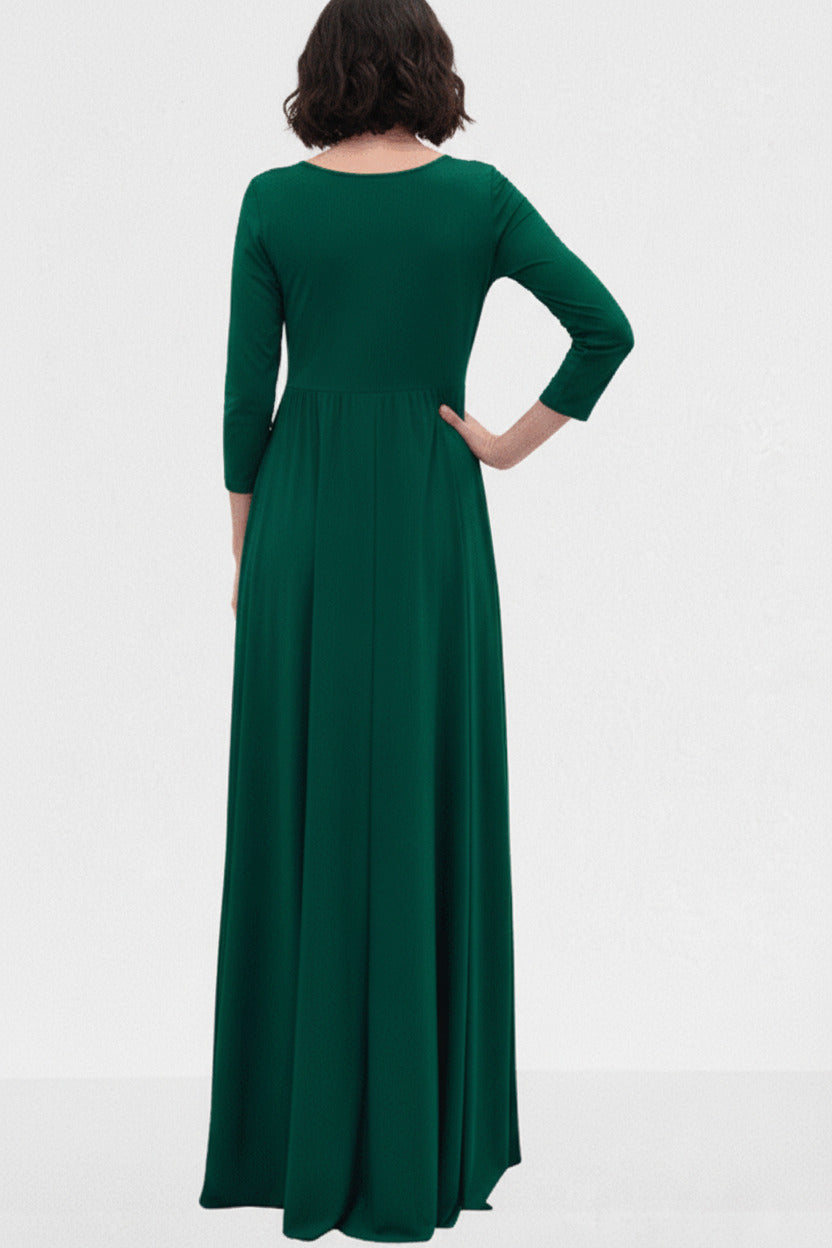 Vestido de Fiesta Largo Lima - espalda Manga Francesa y Escote Pico