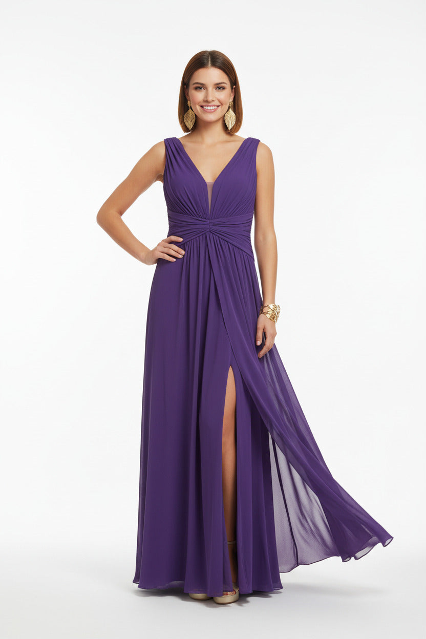 Vestido de Fiesta Largo Sidney - Escote Pico y Abertura Lateral