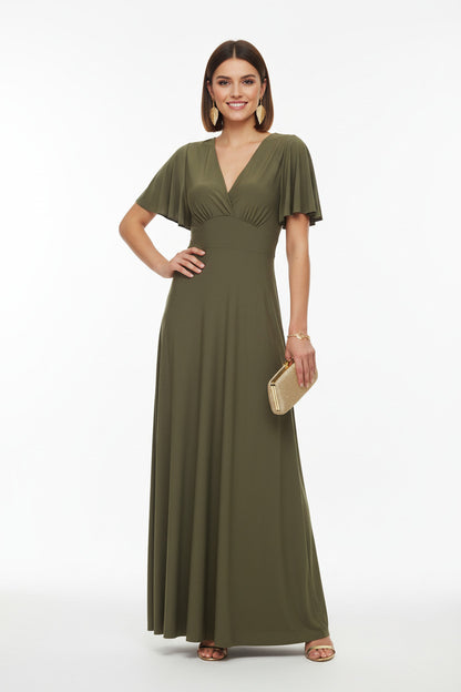 Vestido de Fiesta Largo Memphis - Manga Corta Escote Pico