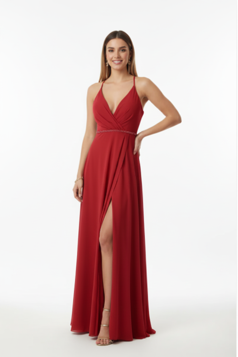 Long party dress with a slit in the skirt, Avignon