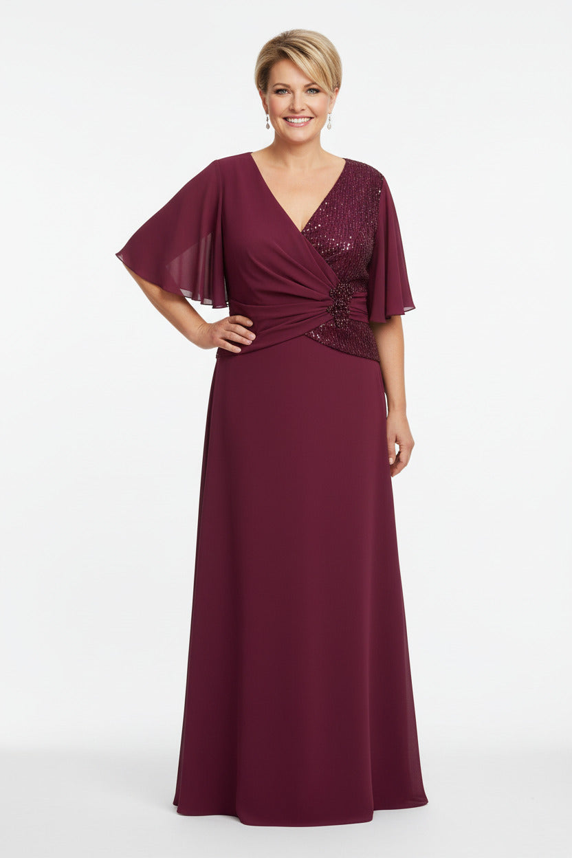 Vestido de Fiesta Largo Arico-Talla Grande con Brillos