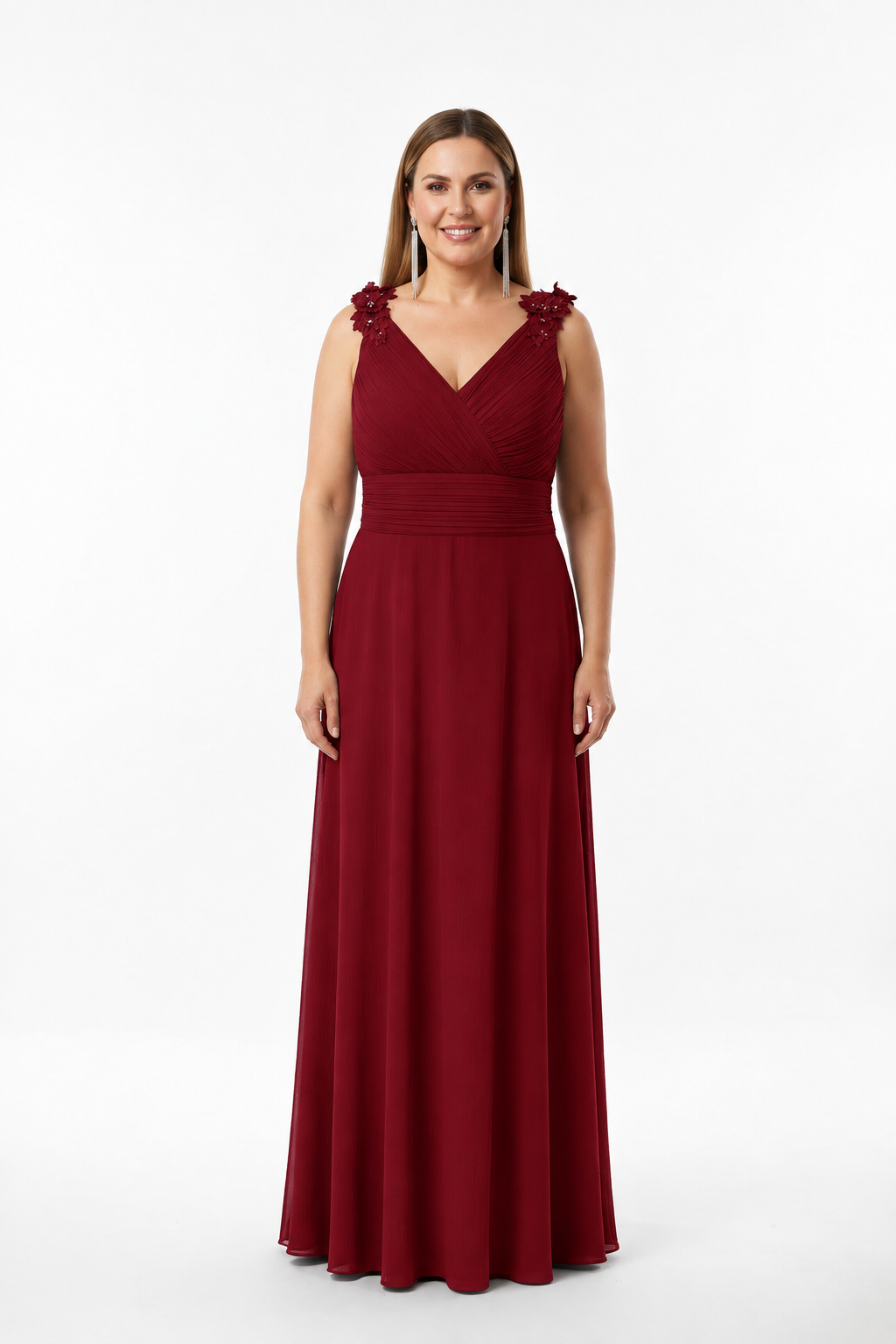 Vestido de Fiesta Largo Ferrara-Talla Grande y Tirantes con Encaje