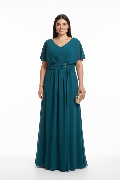 Vestido de Fiesta Largo Atlanta-Talla Grande Elegante con Manga 
