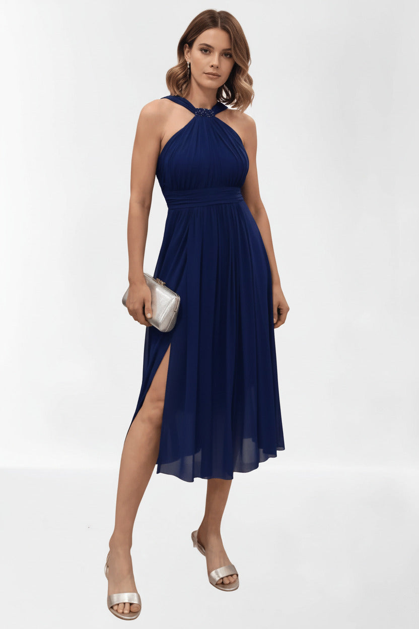 Vestido de fiesta midi escote halter Nyon