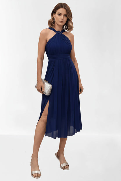 Vestido de fiesta midi escote halter Nyon