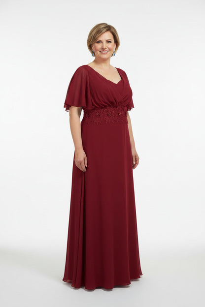 Plus Size Long Party Dress with Lace and Rhinestones - Toledo