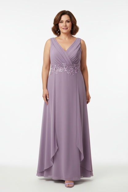 Vestido Fiesta Lila Portland-Talla Grande con Bordados Lila 48 100% poliester