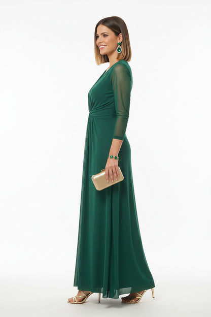 Vestido de Fiesta Largo Guilin - Manga Francesa y Nudo Cruzado