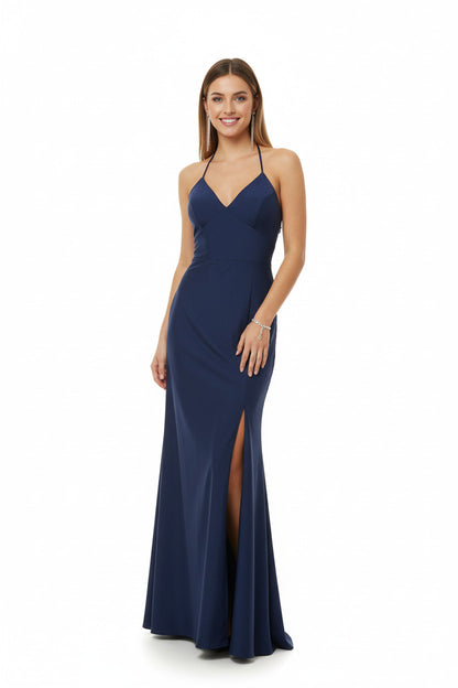 vestido sirena marino con espalda descubierta