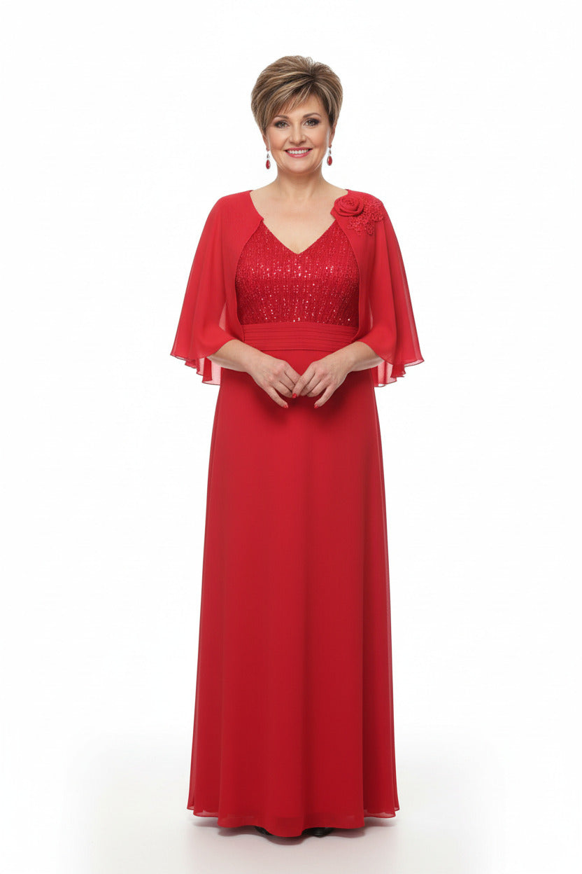 vestido para madrina talla grande rojo largo con lentejuelas