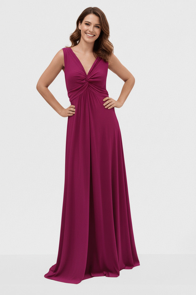 Vestido de Fiesta Largo Arau - Escote Pico Cruzado Licra Elástica Magenta U (38 40 42) 95% poliéster 5%elastan