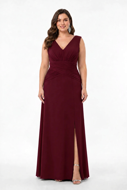 Vestido Mildura talla grande en color burdeos