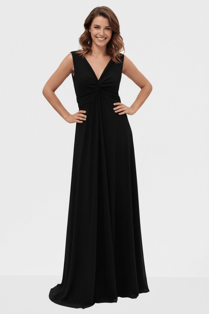 Vestido de Fiesta Largo Arau - Escote Pico Cruzado Licra Elástica Negro U (38 40 42) 95% poliéster 5%elastan