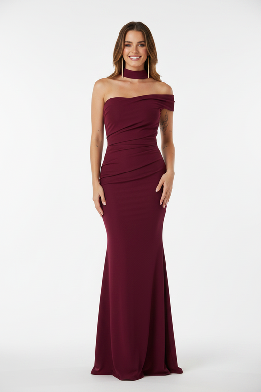 Vestido de Fiesta Zadar-Corte Sirena y Escote Asimétrico