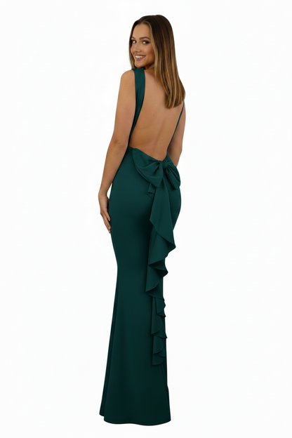 Vestido Sirena Nankín | Espalda Descubierta con Lazo