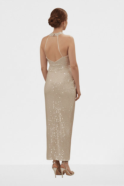 Vestido de Fiesta Tobillero Albury - Lentejuelas y Escote Halter