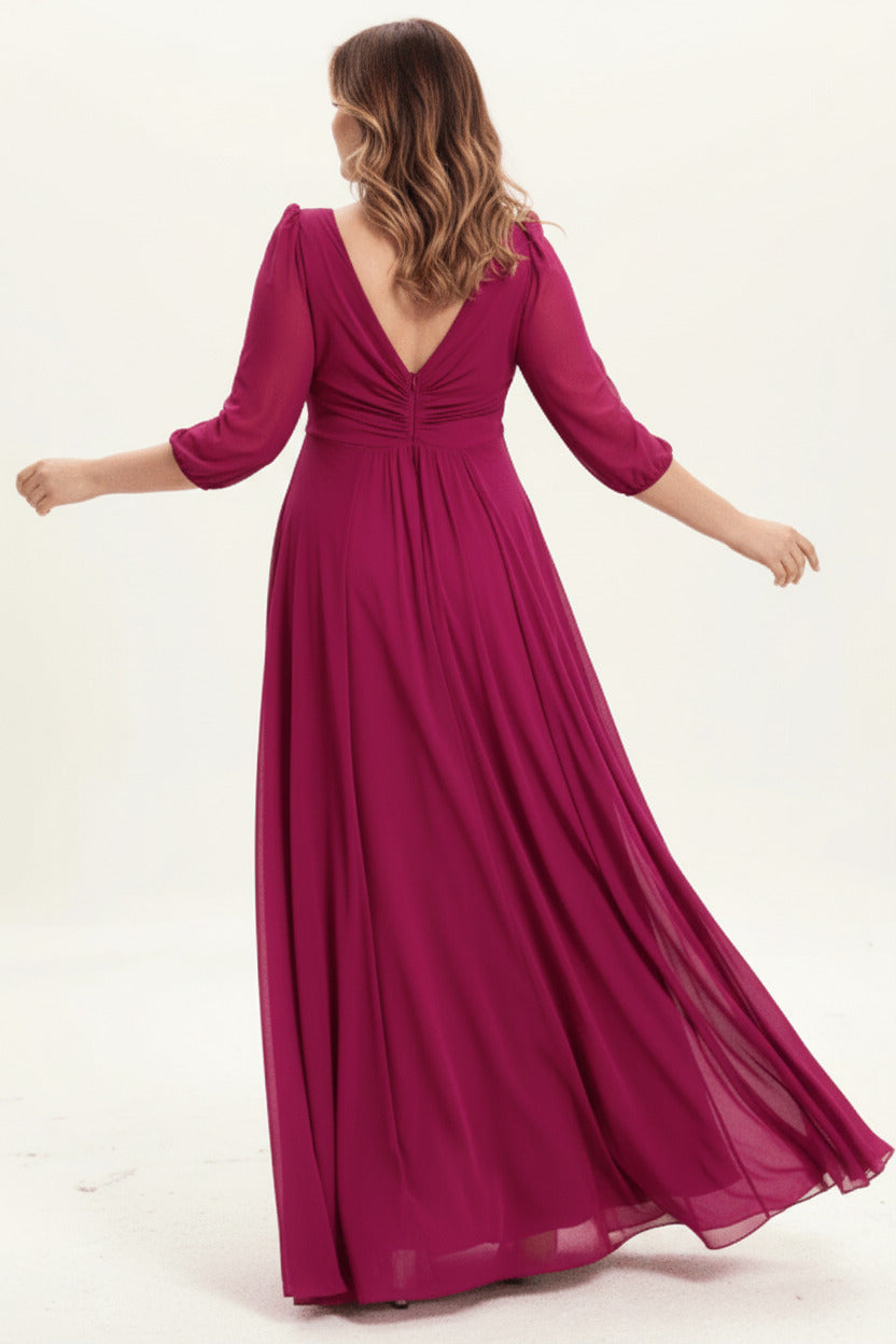Vestido Fiesta Largo Noumea- Talla grande con manga
