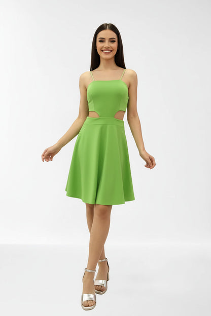 Vestido de Fiesta Corto con Vuelo y Aberturas Lima Pistacho U (36 38) 95% poliéster 5%elastan