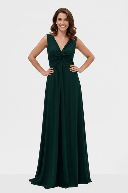 Vestido de Fiesta Largo Arau - Escote Pico Cruzado Licra Elástica Verde oscuro U (38 40 42) 95% poliéster 5%elastan