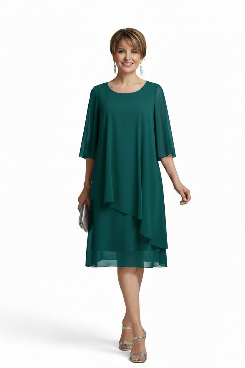 Vestido de Fiesta Myrta-Manga Corta y Capas de Volante