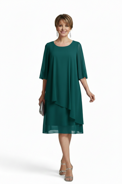 Vestido de Fiesta Myrta-Manga Corta y Capas de Volante