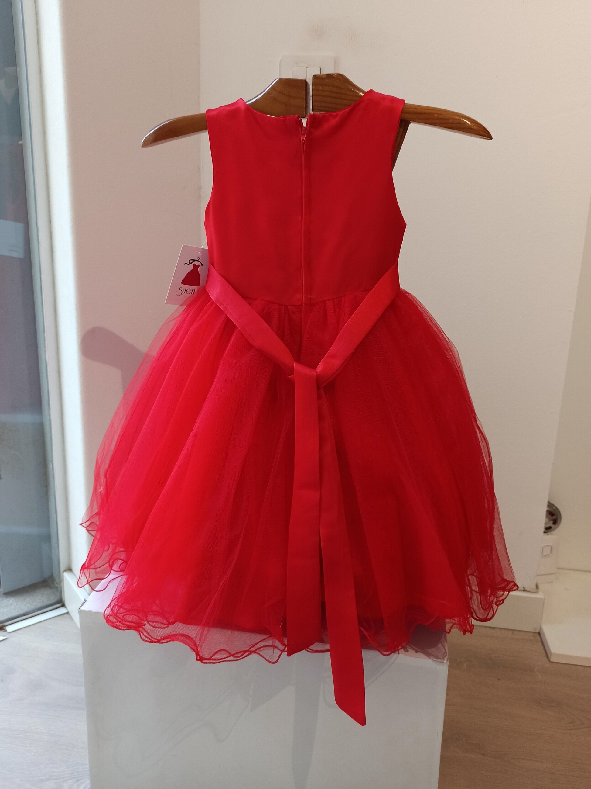 Vestido Fiesta para Niña Rojo Falda Tul