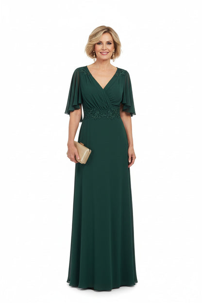 vestido para madrina largo verde oscuro con encajes
