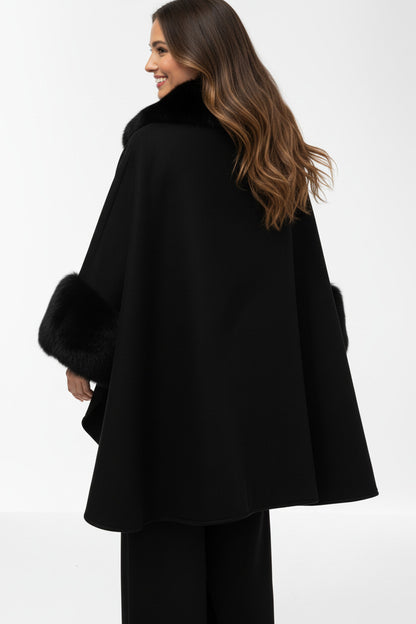 Capa Abrigo de Antelina con Cuello y Mangas de Pelo - Invitadas