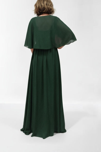 Vestido Largo de Fiesta Liria-con Capa y Encaje